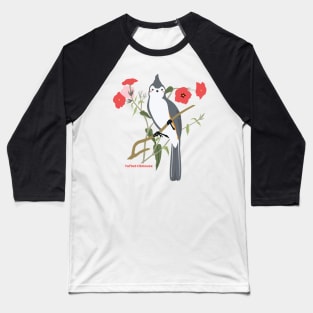 Cute Tufted Titmouse Bird Illustration Baseball T-Shirt